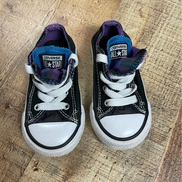 Converse Chuck Taylor All Star Size 6 Shoes Black & Purple Double Tongue Unisex - Picture 1 of 10